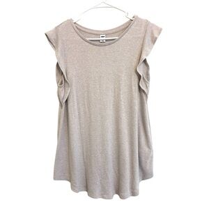 2/$15 Old Navy Luxe Ruffle Sleeve Knit Top | Neutral Oatmeal Beige | Size M